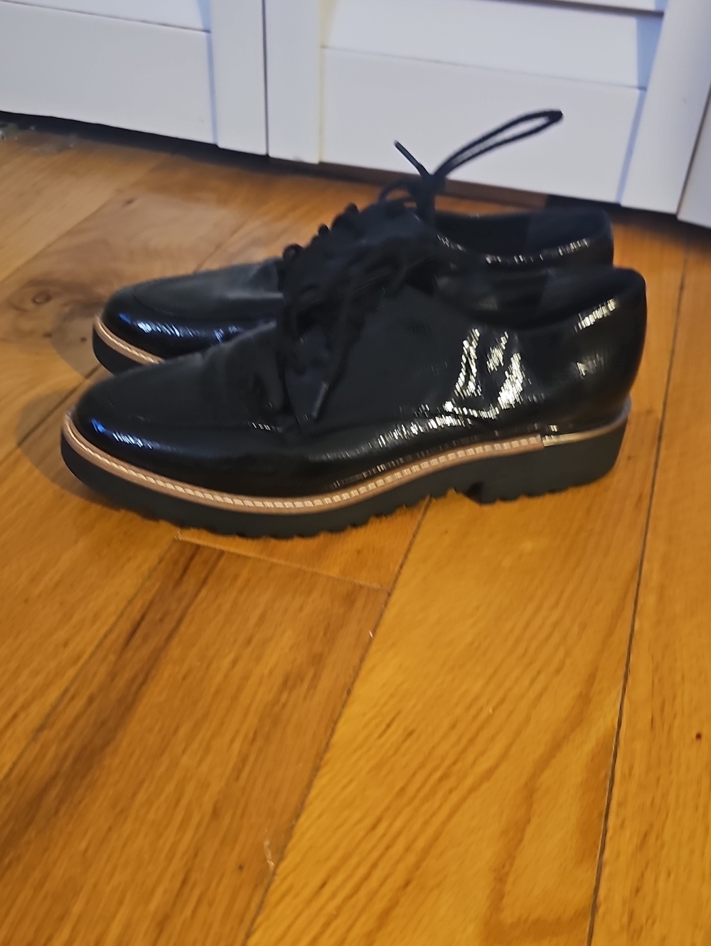 Franco Sarto Black Patent Lace-Up Women's Derby Oxfords